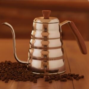 Chaleira Bico de Ganso em Aço Inox - 700ml com Alça de Madeira