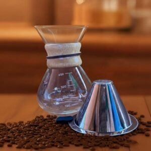 Jarra de vidro Chemex com acabamento em couro e madeira 400 ml