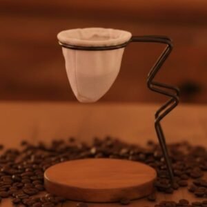 Mini coador esmaltado suporte marrom